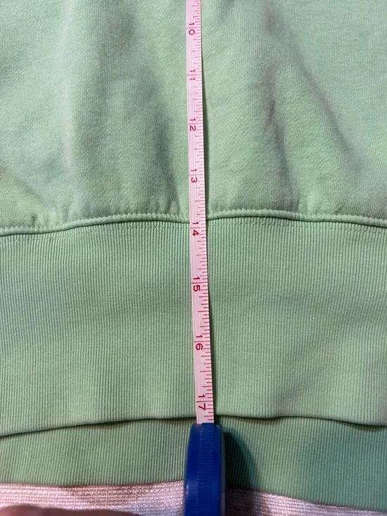 Light Green Adidas Cropped Sweatshirt with Small Embroidered Logo - Picture 2 of 8
